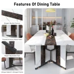 71 inch Rectangular Table for 6 10 Marble Wood 2 | PricZone