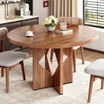 47 Inch Round Farmhouse Table with Pedestal 5 | PricZone
