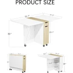 Folding Table with Wheels Drop Leaf Storage Rack 3 | PricZone