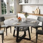 42 Inch Round Farmhouse Table with Storage 1 | PricZone