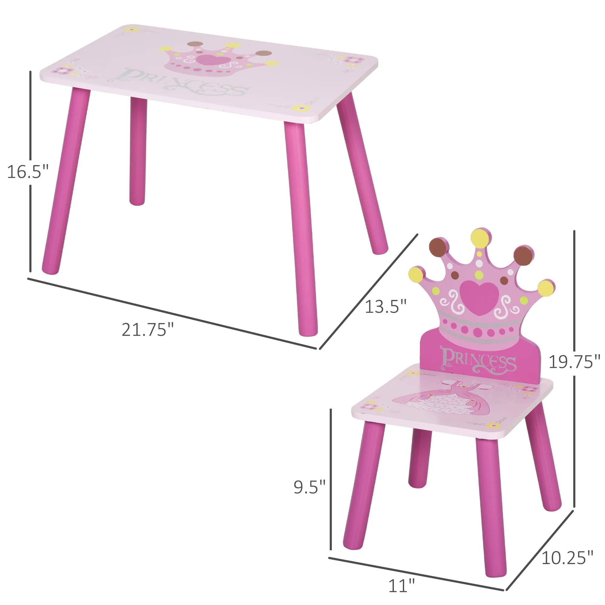 Kids Wood Table and Chair Set Crown Pattern 3 | PricZone Kids Wood Table and Chair Set Crown Pattern 3 | PricZone
