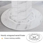 White Faux Marble Round Dining Table for 4 6 5 | PricZone