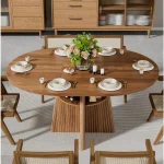 Round Expandable Dining Table 43 59 inch Seats 4 8 1 | PricZone