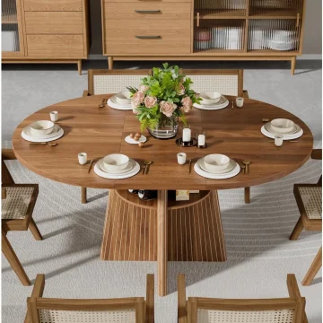 Round Expandable Dining Table 43 59 inch Seats 4 8 1 | PricZone