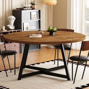 59 Inch Round Modern Dining Table for 6 8 1 | PricZone