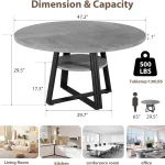 42 Inch Round Farmhouse Table with Storage 6 | PricZone