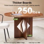 47 Inch Round Farmhouse Table with Pedestal 4 | PricZone