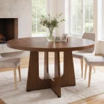 47 inch Round Farmhouse Dining Table for 4 6 Dark 1 | PricZone