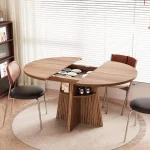 Round Expandable Dining Table 43 59 inch Seats 4 8 6 | PricZone