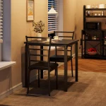 3 Piece Dining Table Set for 2 Space Saving Metal 3 | PricZone