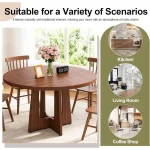 47 inch Round Farmhouse Dining Table for 4 6 Dark 6 | PricZone