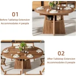 Round Expandable Dining Table 43 59 inch Seats 4 8 5 | PricZone