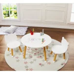 Kids Wooden Play Table Set 3 Piece White 1 | PricZone