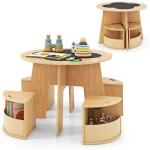 Toddler Table Chair Set 4 Storage Stools Flower 1 | PricZone