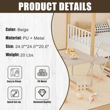 Folding Table 3 Chairs Set Portable Soft Cushion 2