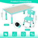 Kids Rectangle Table 6 Chairs Height Adjustable 3 | PricZone
