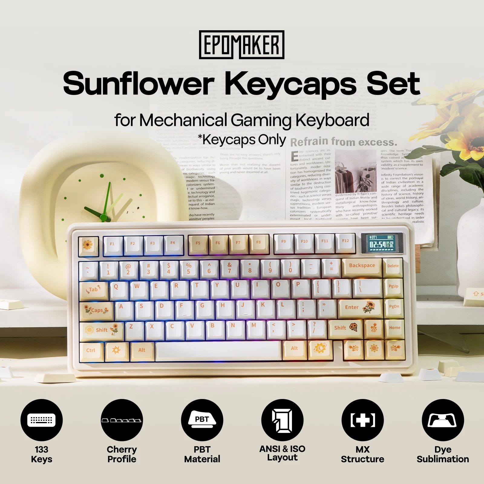 EPOMAKER Sunflower PBT Keycaps 133 Set 2 EPOMAKER Sunflower PBT Keycaps 133 Set 2