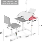 Kids Study Desk Chair Set LED Lamp Adjustable 2 | PricZone