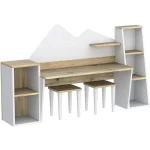 Kids Study Desk Bookshelf 2 Stools Ages 3 8 5 | PricZone
