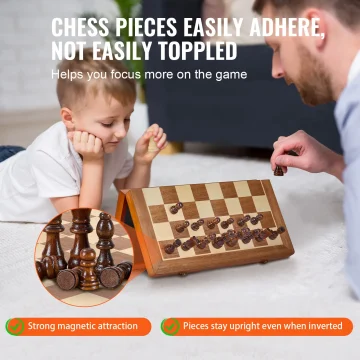 SucceBuy 15-inch Wooden 2-in-1 Chess Set 2