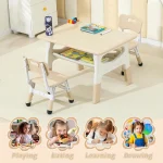 Toddler Table Set with 2 Chairs Adjustable Height 3 | PricZone