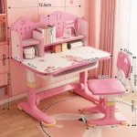 Kids Study Desk Chair Set Height Adjustable Pink 6 | PricZone