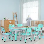 Kids Rectangle Table 6 Chairs Height Adjustable 4 | PricZone