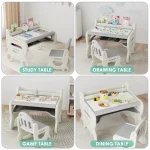 Kids Drawing Table Chair Set Art Activity Gray 6 | PricZone