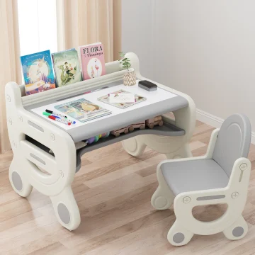 Kids Drawing Table Chair Set Art Activity Gray 1