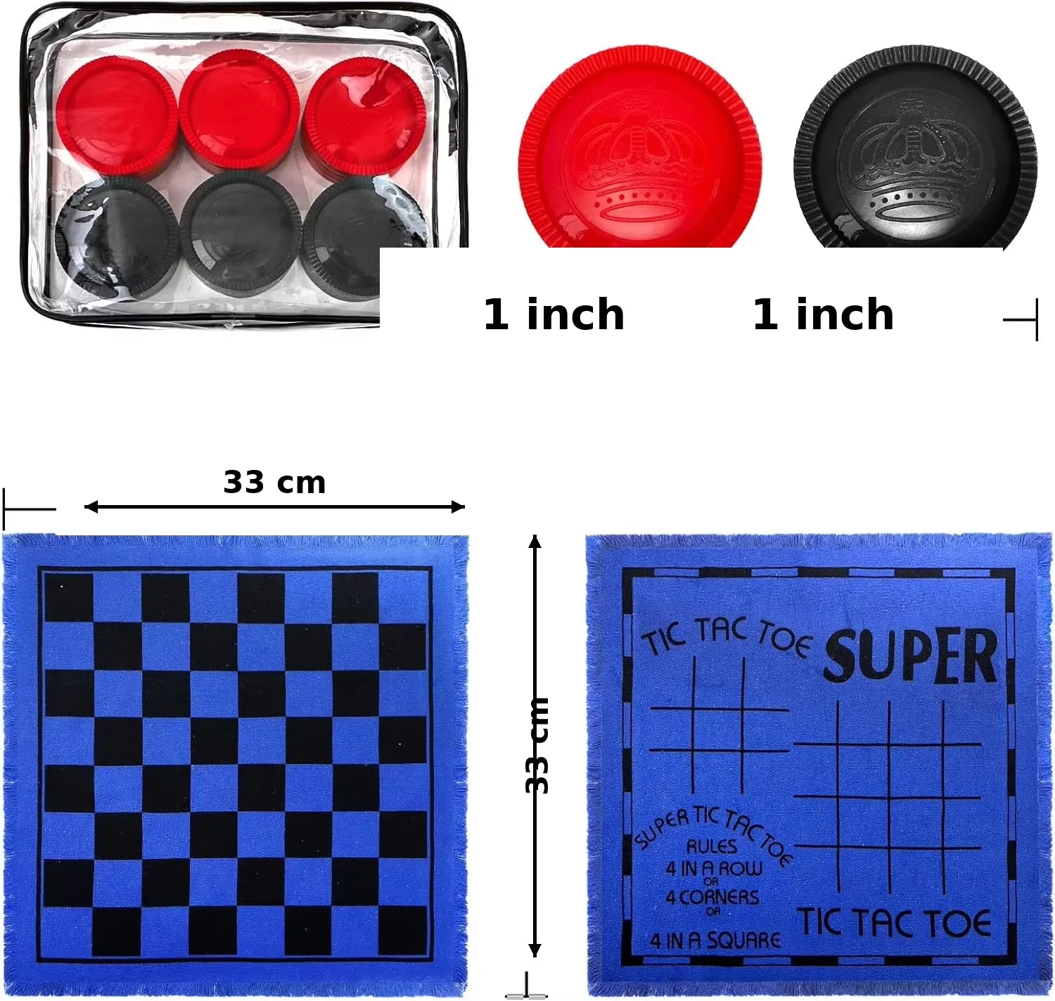 Vintage 3in1 Giant Checkers Mat Game Set 4 | PricZone Vintage 3 in 1 Giant Checkers Mat Game Set 4 | PricZone