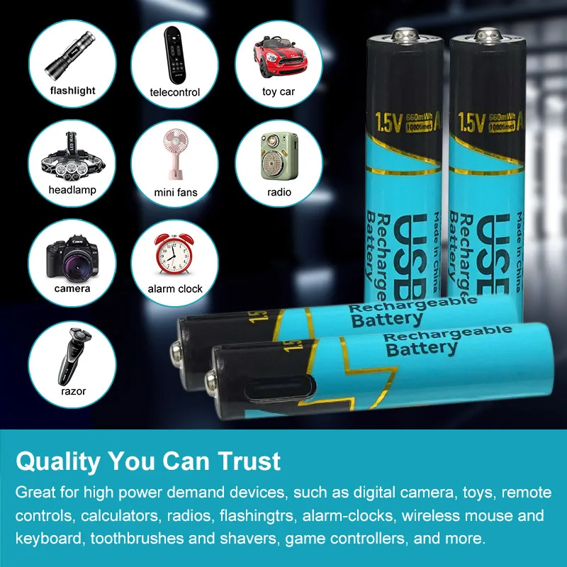 USB Rechargeable AA & AAA Lithium Batteries 6 USB Rechargeable AA & AAA Lithium Batteries 6