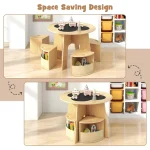 Toddler Table Chair Set 4 Storage Stools Flower 3 | PricZone