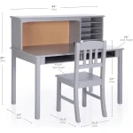 Kids Media Desk and Chair Set with Hutch   Gray 5 | PricZone