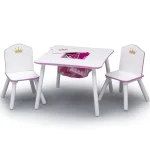 Kids Princess Crown Table Chair Set Storage Wood 2 | PricZone