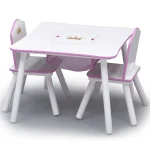 Kids Princess Crown Table Chair Set Storage Wood 4 | PricZone