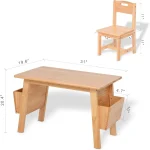 Solid Wood Table and 2 Chair Set with Storage 6 | PricZone