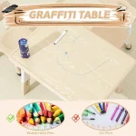 Toddler Table Set with 2 Chairs Adjustable Height 5 | PricZone