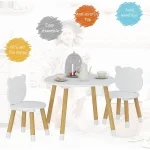 Kids Wooden Play Table Set 3 Piece White 4 | PricZone
