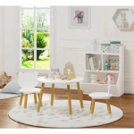 Kids Wooden Play Table Set 3 Piece White 3 | PricZone