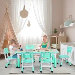 Kids Rectangle Table 6 Chairs Height Adjustable 5 | PricZone