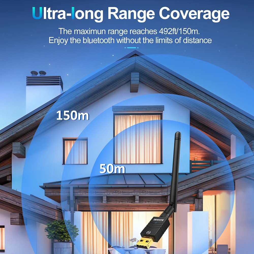 ELECTOP USB Bluetooth 54 PC Dongle 150m 4 ELECTOP USB Bluetooth 5.4 PC Dongle 150m 4