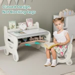 Kids Drawing Table Chair Set Art Activity Gray 3 | PricZone