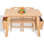 Solid Wood Table and 2 Chair Set with Storage 3 | PricZone