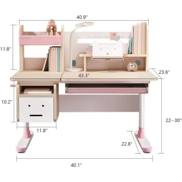 Kids Study Desk Adjustable Tiltable with Storage 2