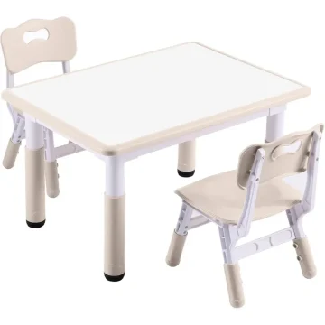 Adjustable Kids Table with 2 Chairs, Graffiti Top 1
