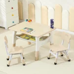Toddler Table Set with 2 Chairs Adjustable Height 1 | PricZone