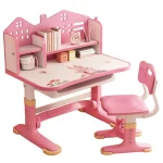 Kids Study Desk Chair Set Height Adjustable Pink 5 | PricZone