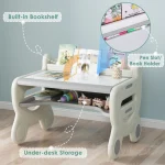 Kids Drawing Table Chair Set Art Activity Gray 4 | PricZone