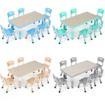 Kids Rectangle Table 6 Chairs Height Adjustable 1 | PricZone