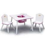 Kids Princess Crown Table Chair Set Storage Wood 5 | PricZone